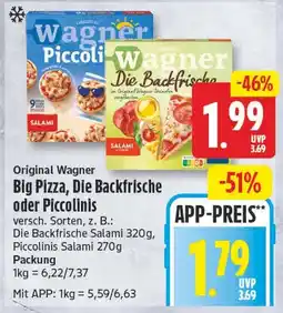 EDEKA Wucherpfennig Original Wagner Big Pizza, Die Backfrische oder Piccolinis Angebot