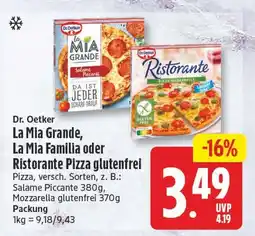 EDEKA Wucherpfennig Dr. Oetker La Mia Grande, La Mia Familia oder Ristorante Pizza glutenfrei Angebot