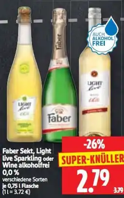 Edeka Herkules Faber Sekt, Light live Sparkling oder Wine alkoholfrei Angebot