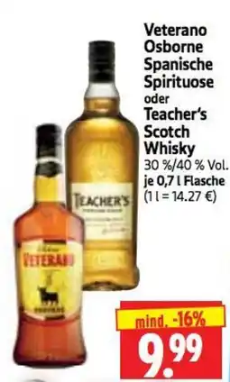 Edeka Herkules Veterano Osborne Spanische Spirituose oder Teacher's Scotch Whisky Angebot