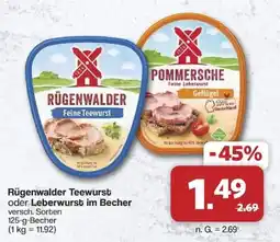 Famila Nord West Rügenwalder Teewurst oder Leberwurst im Becher Angebot