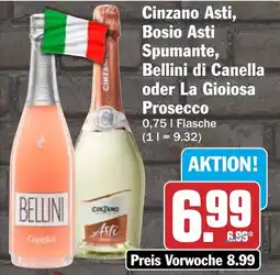 HIT Cinzano Asti, Bosio Asti Spumante, Bellini di Canella oder La Gioiosa Prosecco Angebot
