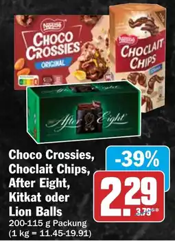 HIT Choco Crossies, Choclaits Chips, After Eight, Kitkat oder Lion Balls Angebot