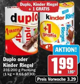 HIT Duplo oder Kinder Riegel Angebot