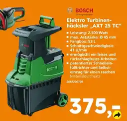 Globus Baumarkt BOSCH Elektro Turbinenhäcksler „AXT 25 TC“ Angebot