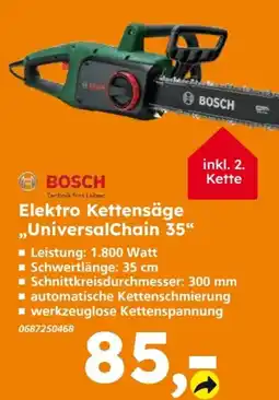 Globus Baumarkt BOSCH Elektro Kettensäge „UniversalChain 35“ Angebot
