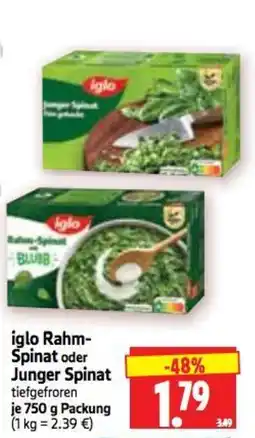 Edeka Herkules iglo Rahm-Spinat oder Junger Spinat Angebot