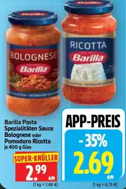 Edeka Herkules Barilla Pasta Spezialitäten Sauce Bolognese oder Pomodoro Ricotta Angebot