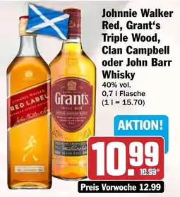 HIT Johnnie Walker Red, Grant's Triple Wood, Clan Campbell oder John Barr Whisky Angebot