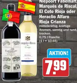 HIT Niepoort Fabelhaft, Marqués de Riscal, El Coto Rioja oder Heraclio Alfaro Rioja Crianza Angebot