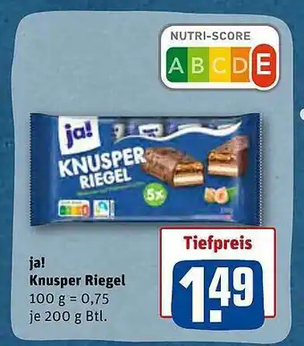 REWE Ja! Knusper Riegel Angebot