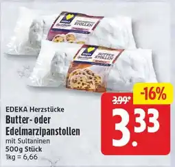 EDEKA Wucherpfennig EDEKA Herzstücke Butter- oder Edelmarzipanstollen Angebot