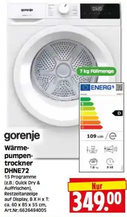 Herkules Baumarkt gorenje Wärmepumpentrockner DHNE72 Angebot