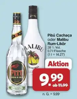 Famila Nord West Pitú Cachaça oder Malibu Rum-Likör Angebot