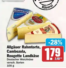 HIT Allgäuer Rahmtorte, Cambozola, Rougette Landkäse Angebot
