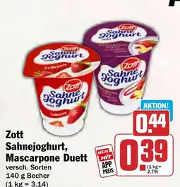HIT Zott Sahnejoghurt, Mascarpone Duett Angebot