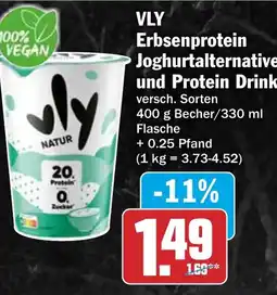 HIT VLY Erbsenprotein Joghurtalternative und Protein Drink Angebot