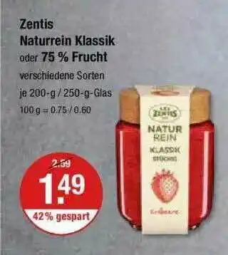 V Markt Zentis Naturrein Klassik Oder 75% Frucht Angebot