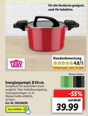 Lidl Gsw Energiespartopf ø 24 Cm Angebot