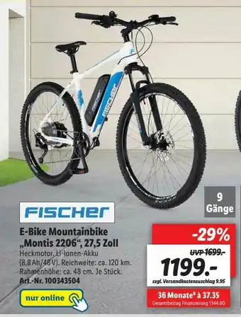 Lidl Fischer E-bike Mountainbike „montis 2206“, 27.5 Zoll Angebot