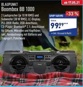 Aldi Nord Blaupunkt Boombox BB 1000 Angebot