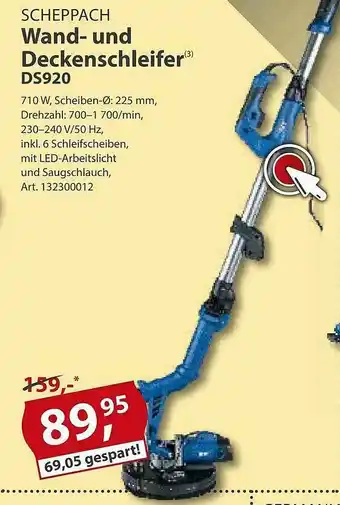 Sonderpreis Baumarkt Scheppach Wand- Und Deckenschleifer Ds920 Angebot