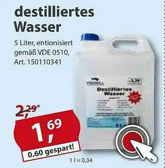 Sonderpreis Baumarkt Destilliertes Wasser Angebot