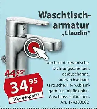 Sonderpreis Baumarkt Waschtischarmatur „claudio“ Angebot