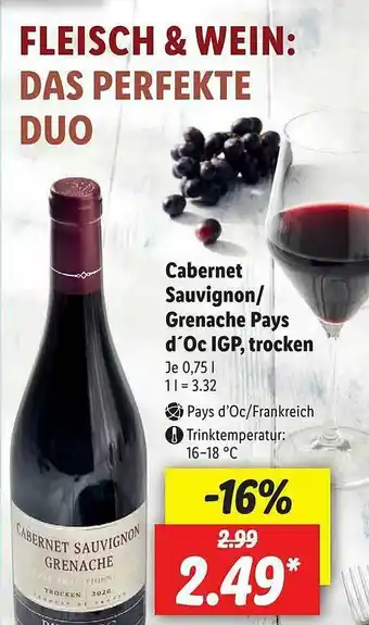 Lidl Cabernet Sauvignon Oder Grenache Pays D'oc Igp, Trocken Angebot