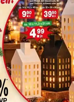 Krümet Sonderposten aus Metall, mit Glaseinsatz, In- und Outdoor, schwarz oder weiß Angebot