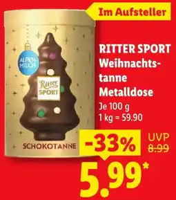 Lidl RITTER SPORT Weihnachtstanne Metalldose Angebot
