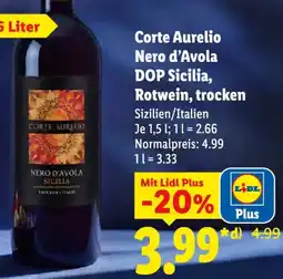 Lidl Corte Aurelio Nero d'Avola DOP Sicilia, Rotwein, trocken Angebot