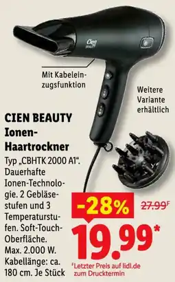Lidl CIEN BEAUTY Ionen Haartrockner Angebot