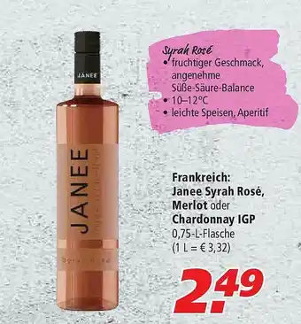 Marktkauf Janee Syrah Rosé, Merlot Oder Chardonnay Igp Angebot