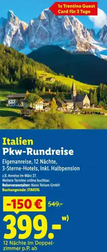 Lidl Italien Pkw-Rundreise Angebot