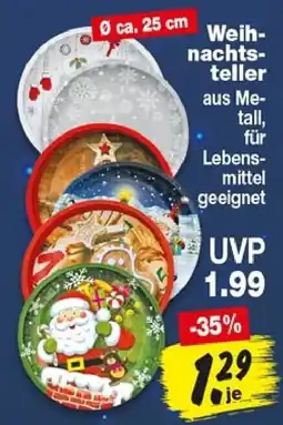 Repo Markt Weihnachtsteller aus Metall Angebot