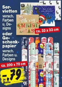 Repo Markt Servietten oder Geschenkpapier Angebot