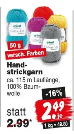 Repo Markt gründl Cotton Fun Hand-strickgarn Angebot