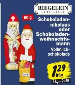 Repo Markt Riegelein Schokoladen-nikolaus oder Schokoladen-weihnachtsmann Angebot