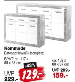 Repo Markt Kommode Betonoptik/weiß Hochglanz Angebot