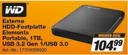Expert Technomarkt WD Externe HDD-Festplatte Elements Portable, 1TB Angebot