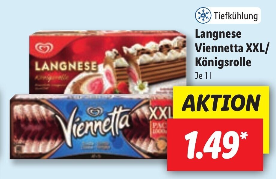 Lidl Langnese Viennetta XXL/Königsrolle 1L Angebot