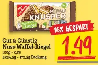 NP Discount Gut & Günstig Nuss Waffel Riegel 172,5g Packung Angebot