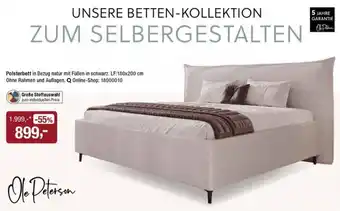 Polsterbett in Bezug natur mit Füßen in schwarz Ole Peterson