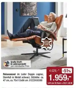 Opti Wohnwelt Relaxsessel im Leder Doppio cognac Angebot