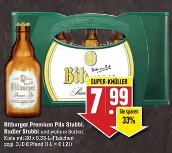 Edeka Neukauf Bitburger Premium Pils Stubbi, Radler Stubbi 20*330ml Angebot