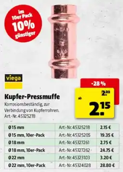 Hagebau viega Kupfer-Pressmuffe Angebot