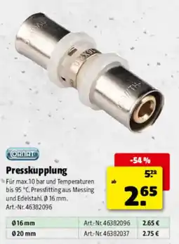 Hagebau ORNAT Presskupplung Angebot