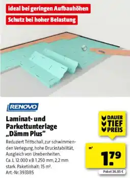 Hagebau RENOVO Laminat- und Parkettunterlage „Dämm Plus“ Angebot