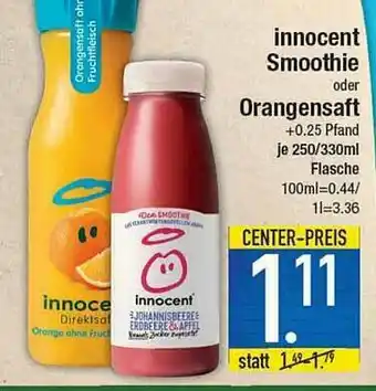 E-Center Innocent Smoothie Oder Orangensaft Angebot